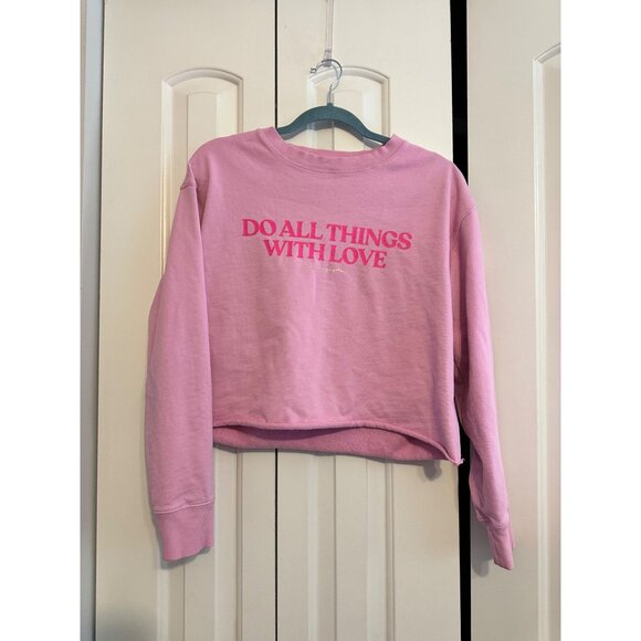 Spiritual Gangster Pink "Do All Things With Love" Womens Cropped Sweatshirt Medi - Picture 2 of 6